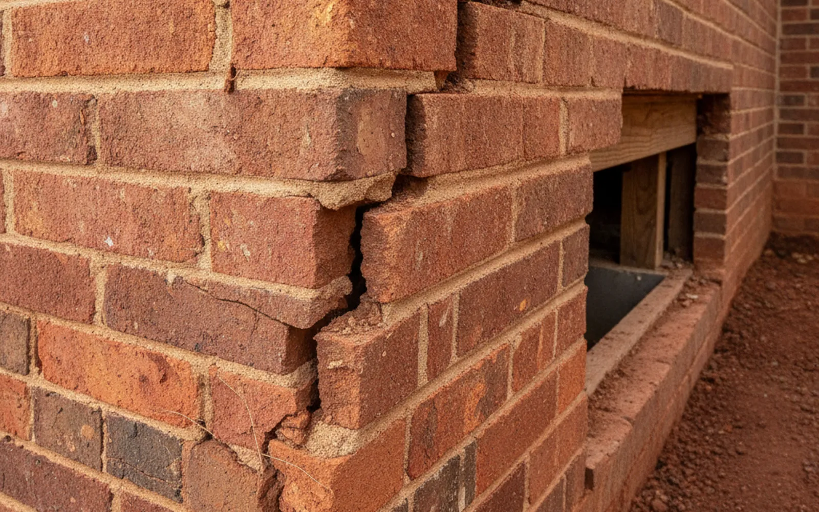Brick crack foundation warning sign