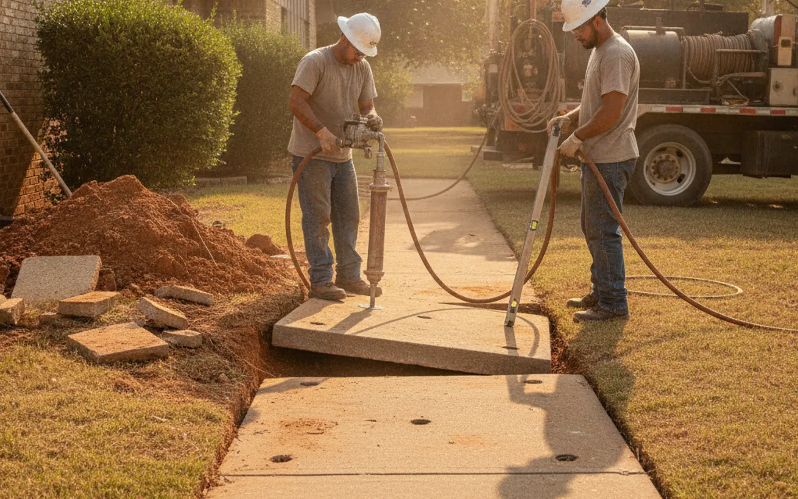 Sunken concrete walkway repair